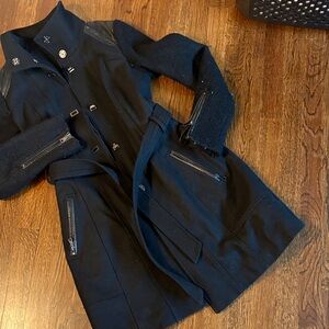 Guess Black Wool Trench Coat with Belt